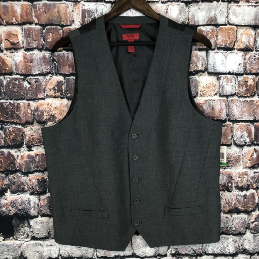 ALFANI MENS NEW GREY LINED L LARGE SLIM FIT